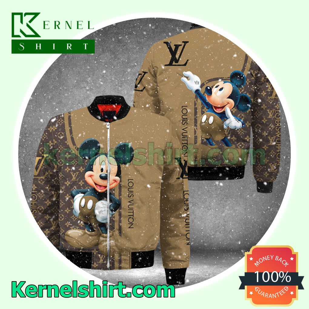 Louis Vuitton Mickey Mouse Monogram Mix Brown Varsity Jacket Coat Outwear
