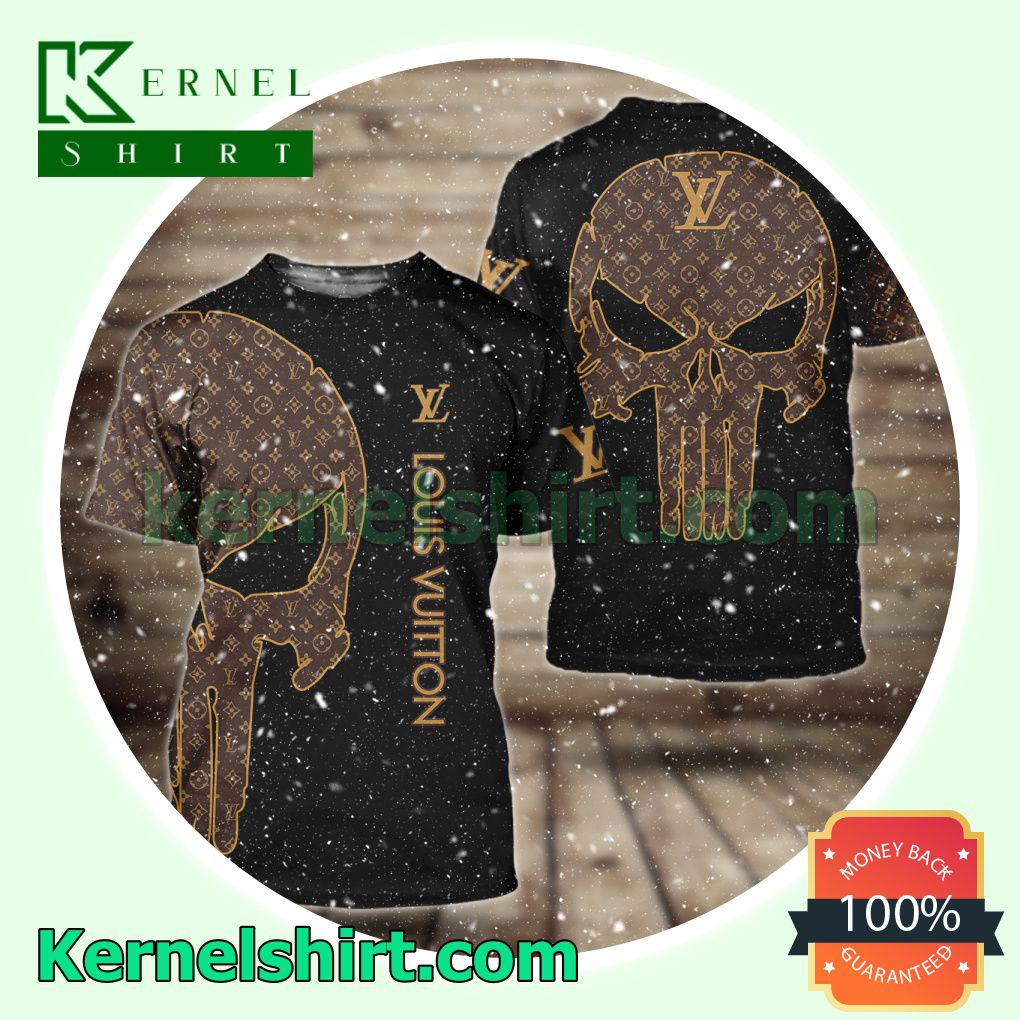 Louis Vuitton Skull Monogram Logo 3D T-Shirt