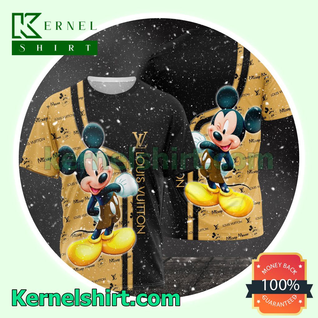 Louis Vuitton With Mickey Mouse Logo 3D T-Shirt