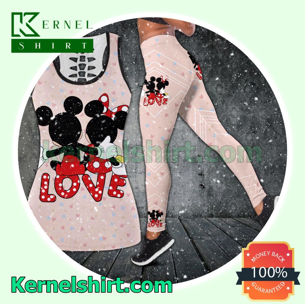 Love Couple Mickey And Minnie Hooded Sweatshirt Women Legging