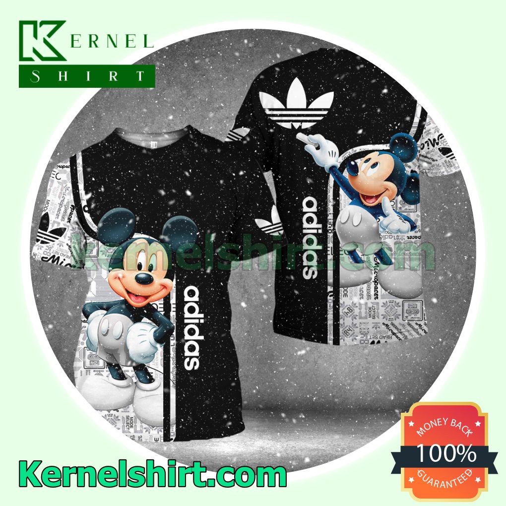 Luxury Adidas Brand Distinct Logo Mickey Mouse Logo 3D T-Shirt