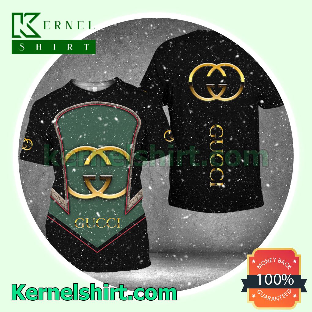 Luxury Gucci With Logo Center Black Logo 3D T-Shirt