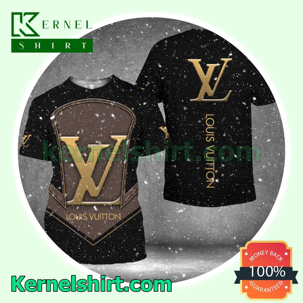 Luxury Louis Vuitton With Logo Center Black Logo 3D T-Shirt