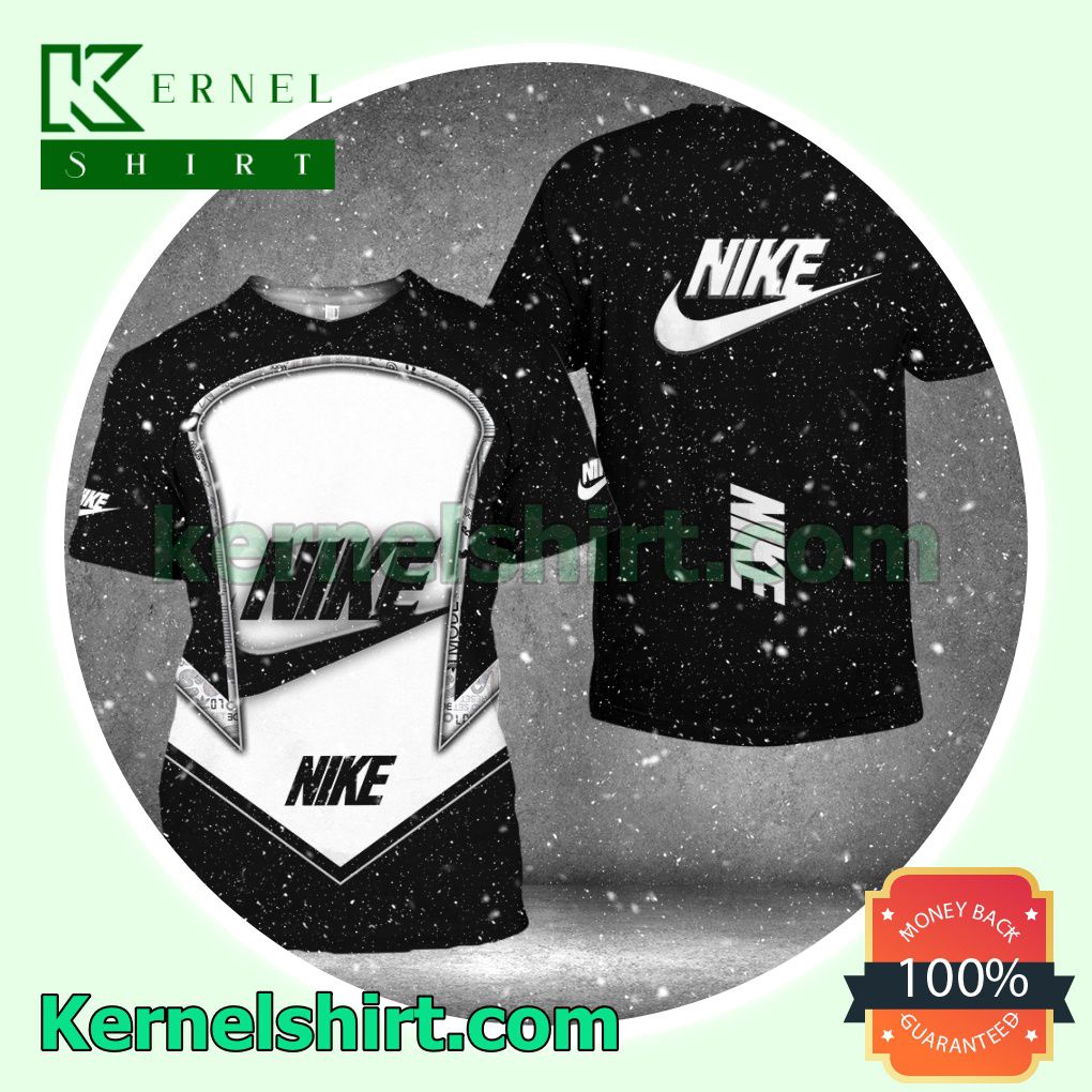 Luxury Nike With Logo Center Black Logo 3D T-Shirt