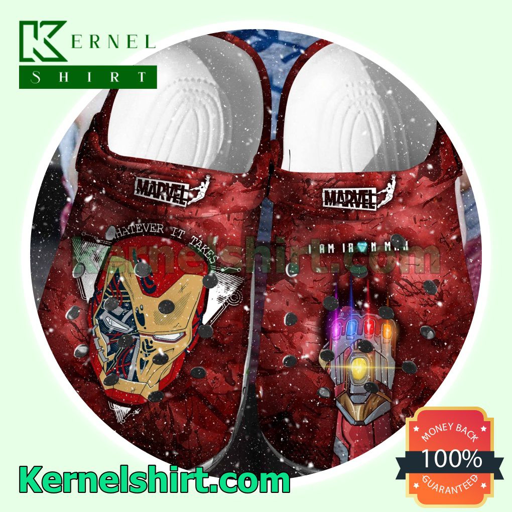 Marvel I Am Iron Man Whatever It Takes Clogs Shoes Slippers Sandals