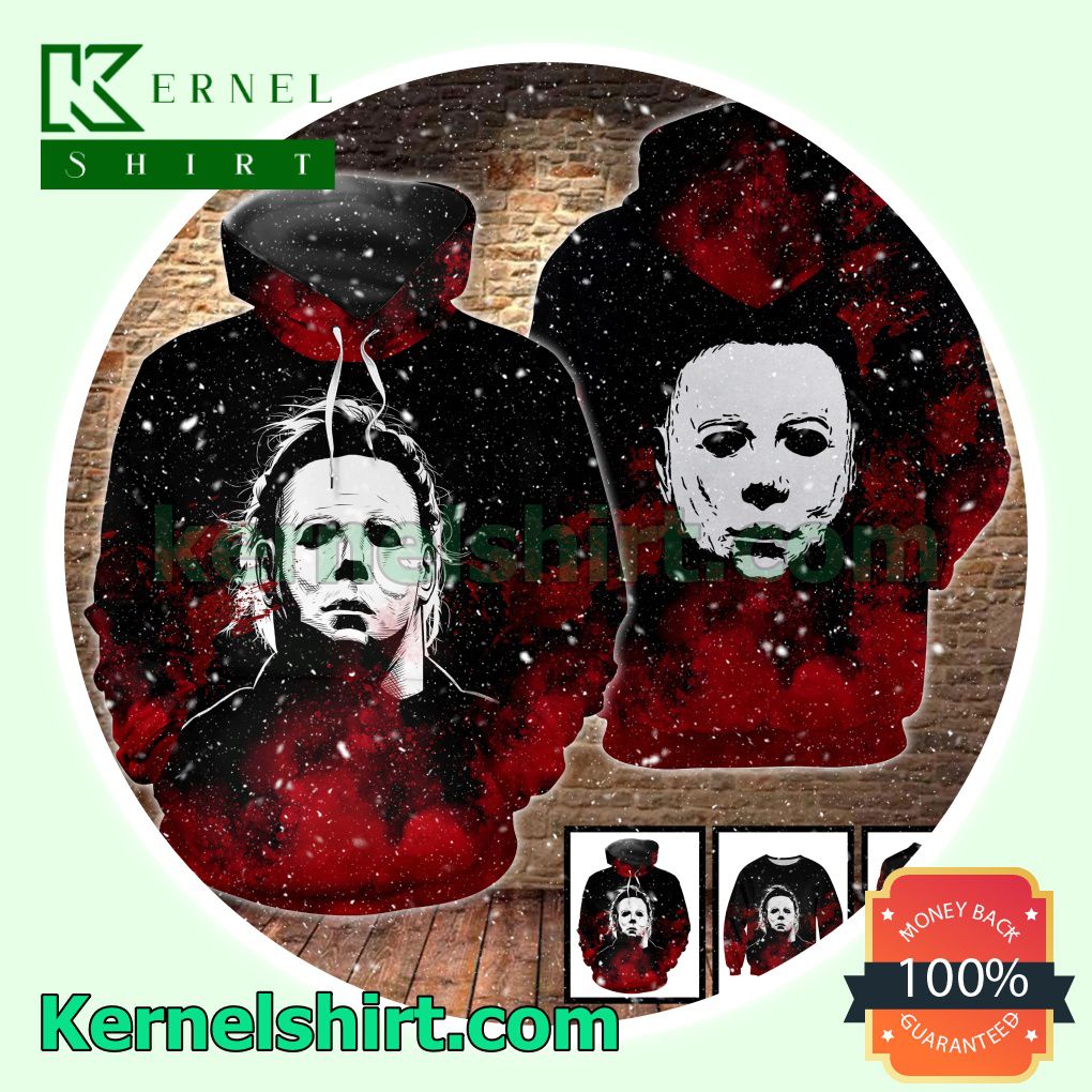 Michael Myers Blood Stain Black Costume Scary Hooded Sweatshirt