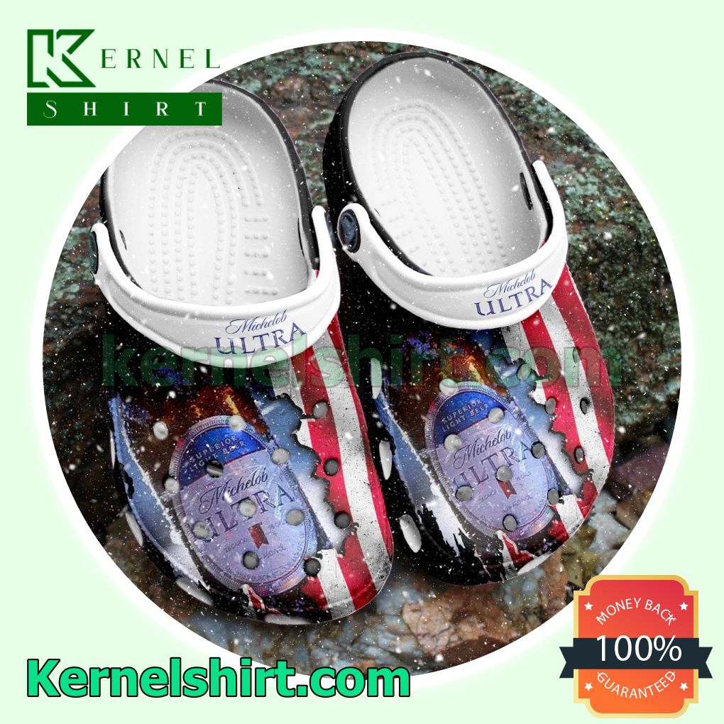 Michelob Ultra Beer American Flag Clogs Shoes Slippers Sandals