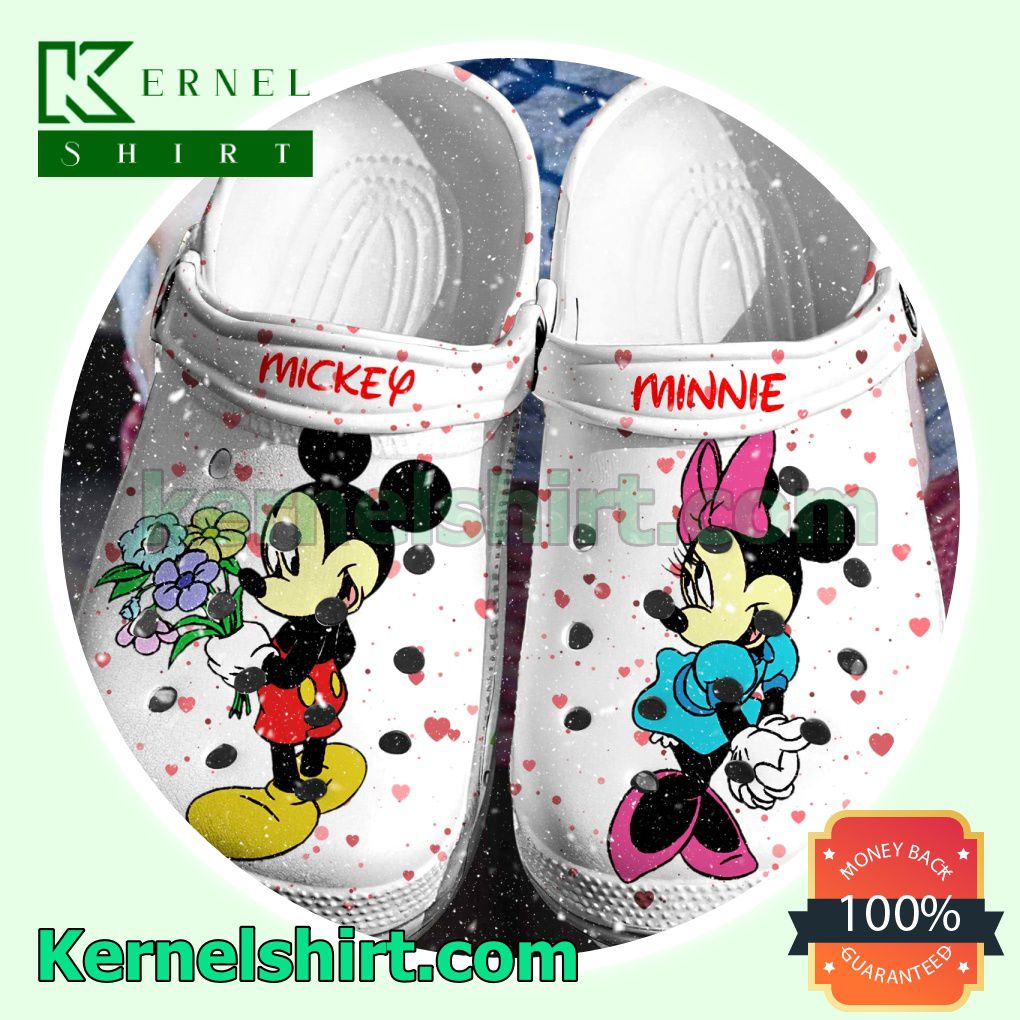 Mickey And Minnie A Bunch Of Flowers Clogs Shoes Slippers Sandals