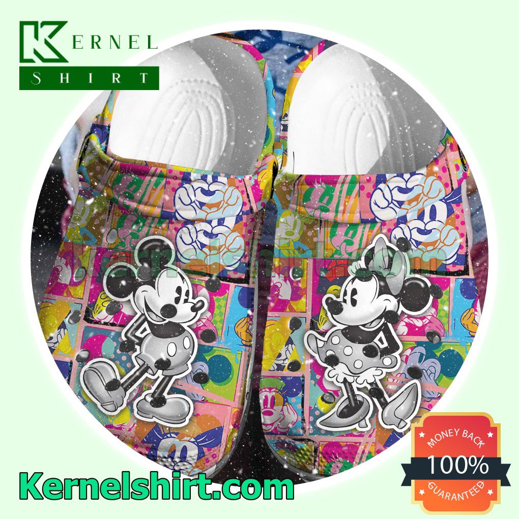 Mickey And Minnie Colorful Art Clogs Shoes Slippers Sandals