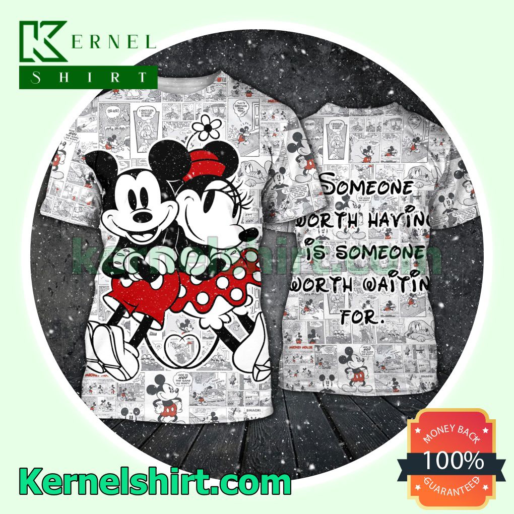 Mickey And Minnie Comic Someone Worth Having Is Someone Worth Waiting For Hooded Sweatshirt Women Legging a