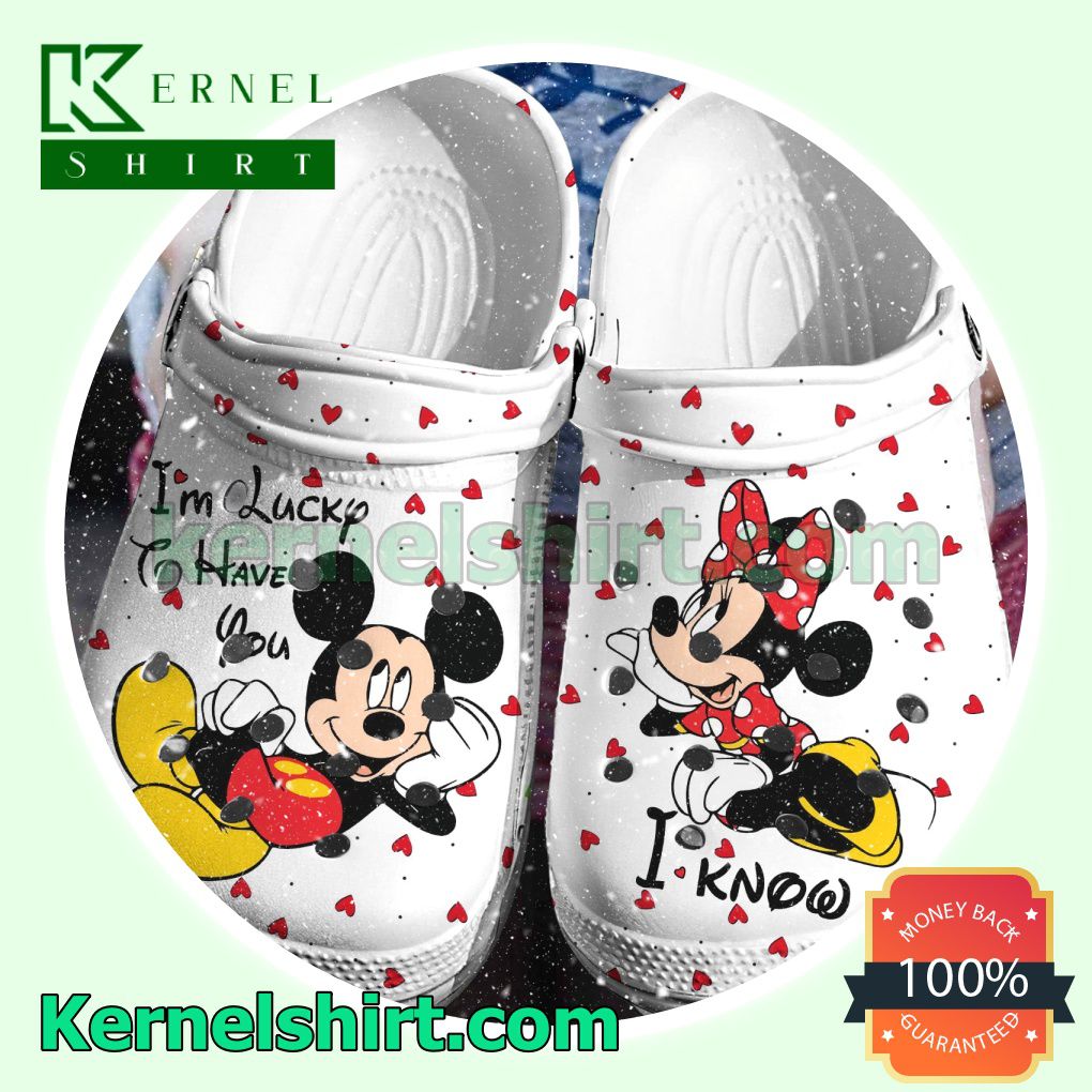 Mickey And Minnie I'm Lucky I Have You Clogs Shoes Slippers Sandals