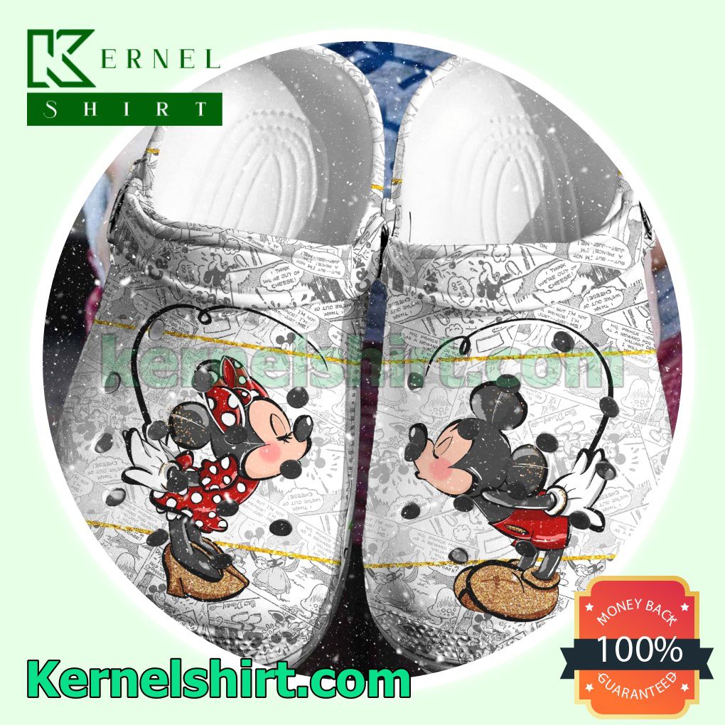 Mickey And Minnie Kiss Comic Clogs Shoes Slippers Sandals