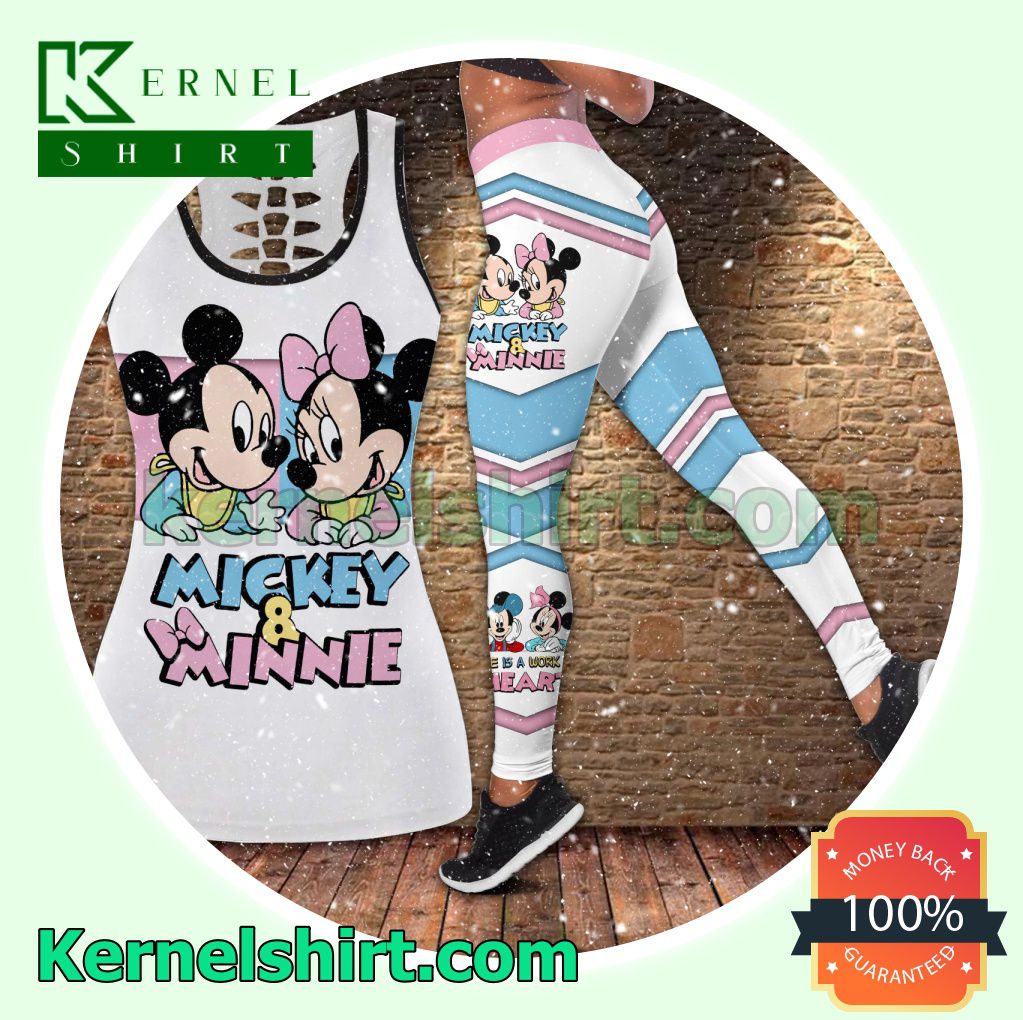 Mickey And Minnie Love Is A Work Of Heart Hooded Sweatshirt Women Legging