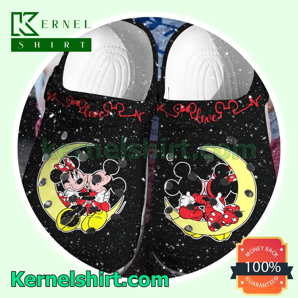 Mickey And Minnie Mouse Love On The Moon Clogs Shoes Slippers Sandals