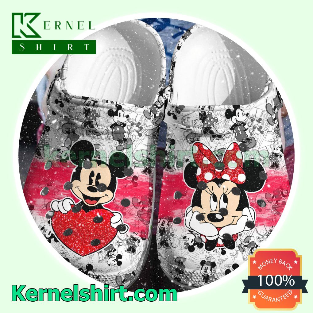 Mickey And Minnie Red Heart Clogs Shoes Slippers Sandals
