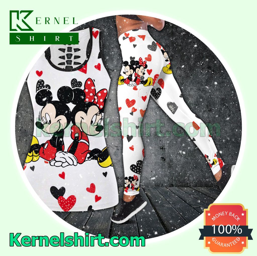 Mickey And Minnie Sitting Beside Hooded Sweatshirt Women Legging