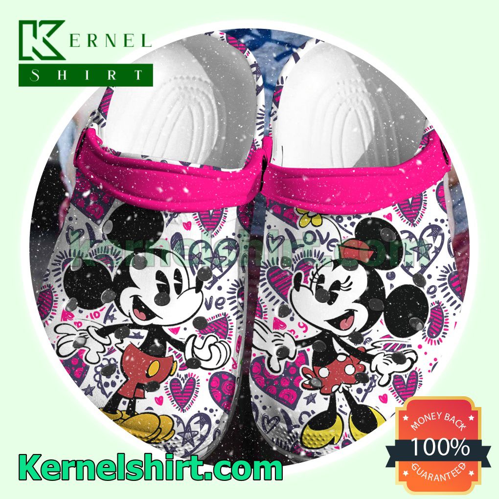 Mickey And Minnie With Many Hearts Clogs Shoes Slippers Sandals