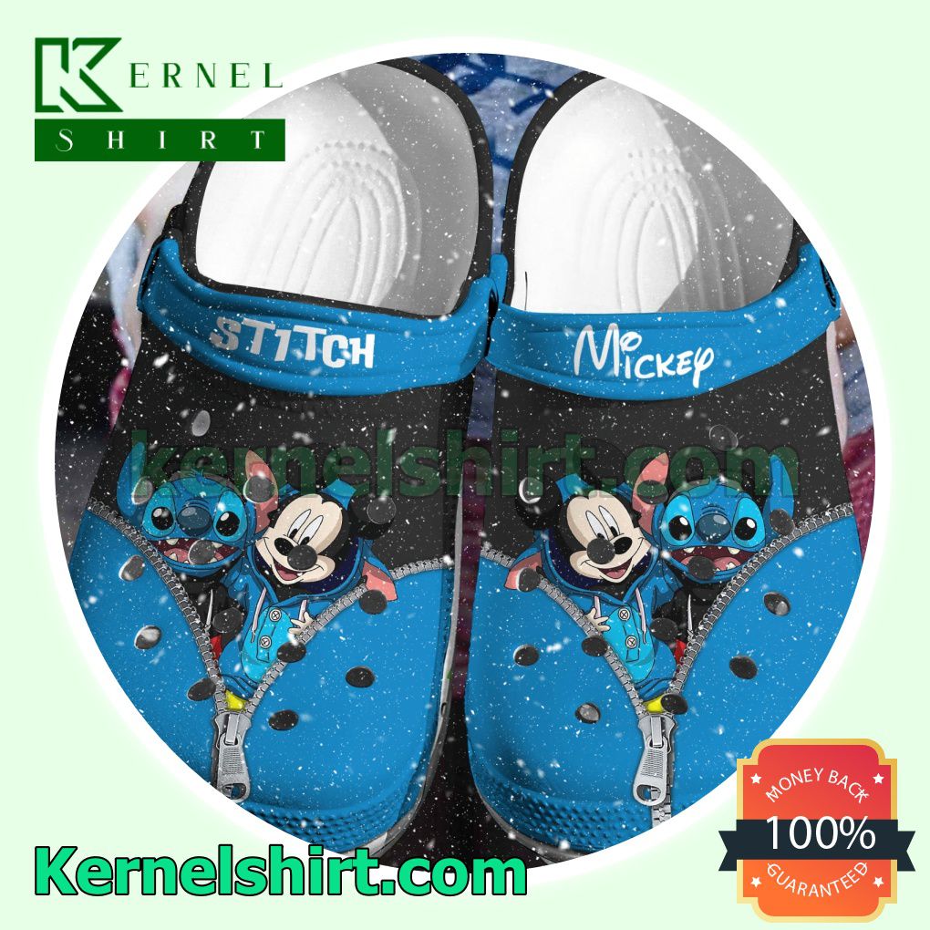 Mickey And Stitch Zipper Pattern Clogs Shoes Slippers Sandals