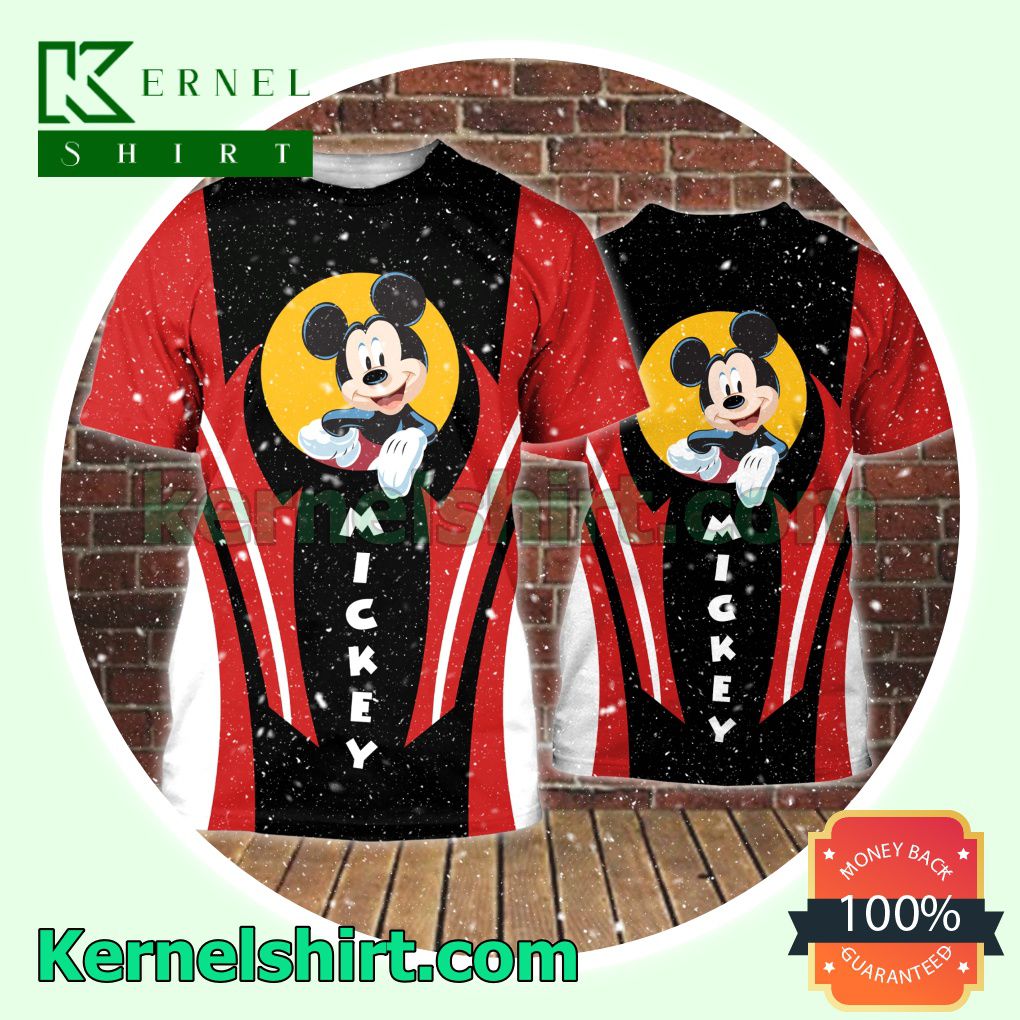 Mickey Black Red White Hooded Sweatshirt Women Legging a