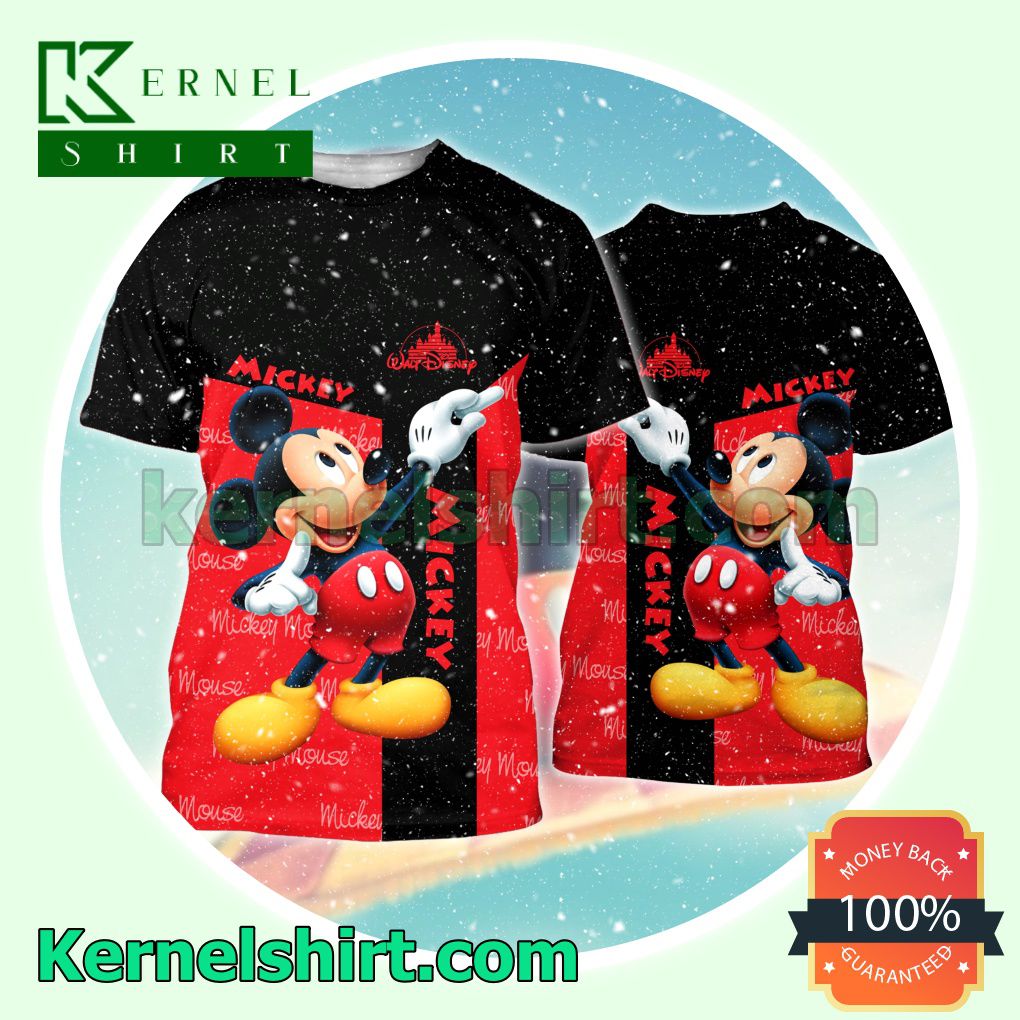 Mickey Disney Black And Red Hooded Sweatshirt Women Legging a