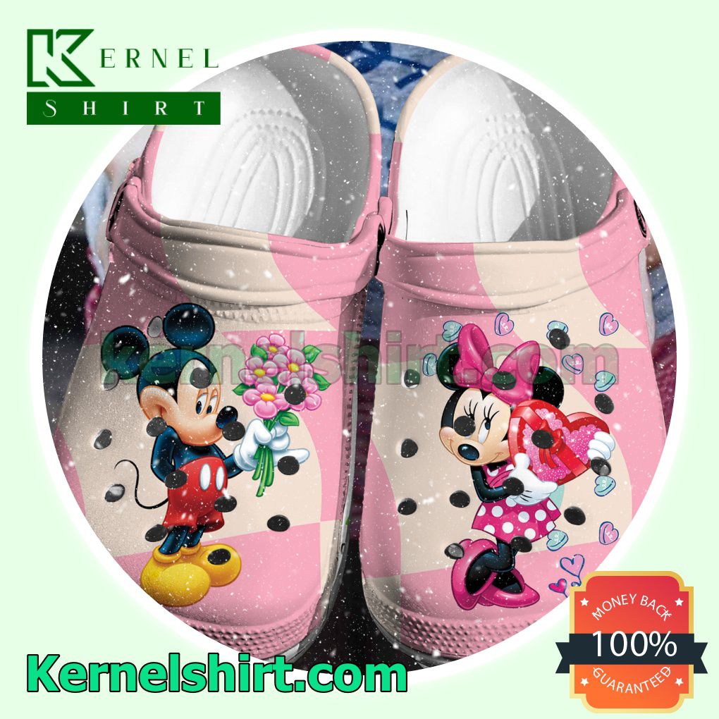 Mickey Minnie Give A Gift Pink Clogs Shoes Slippers Sandals