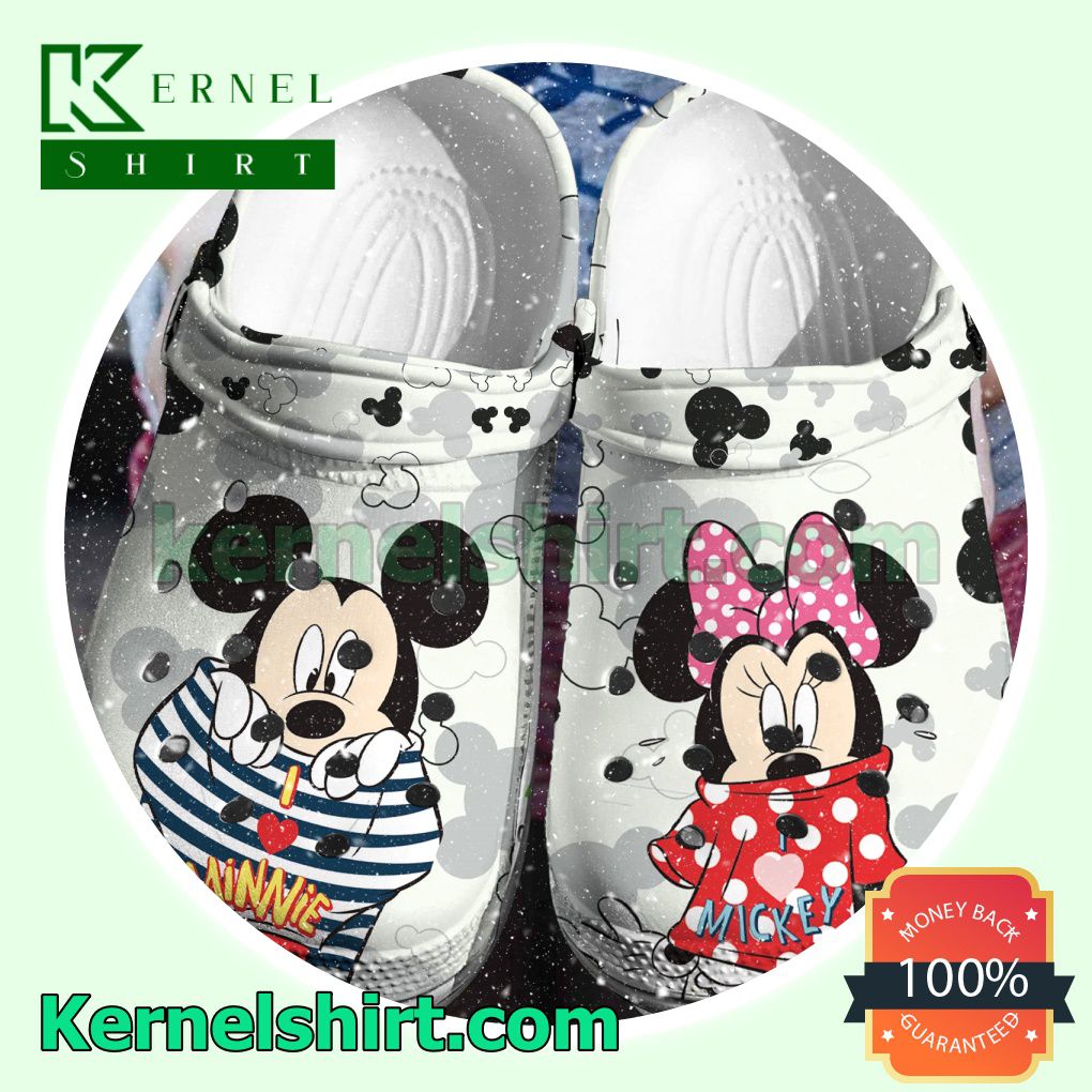 Mickey Minnie Love Each Other Clogs Shoes Slippers Sandals