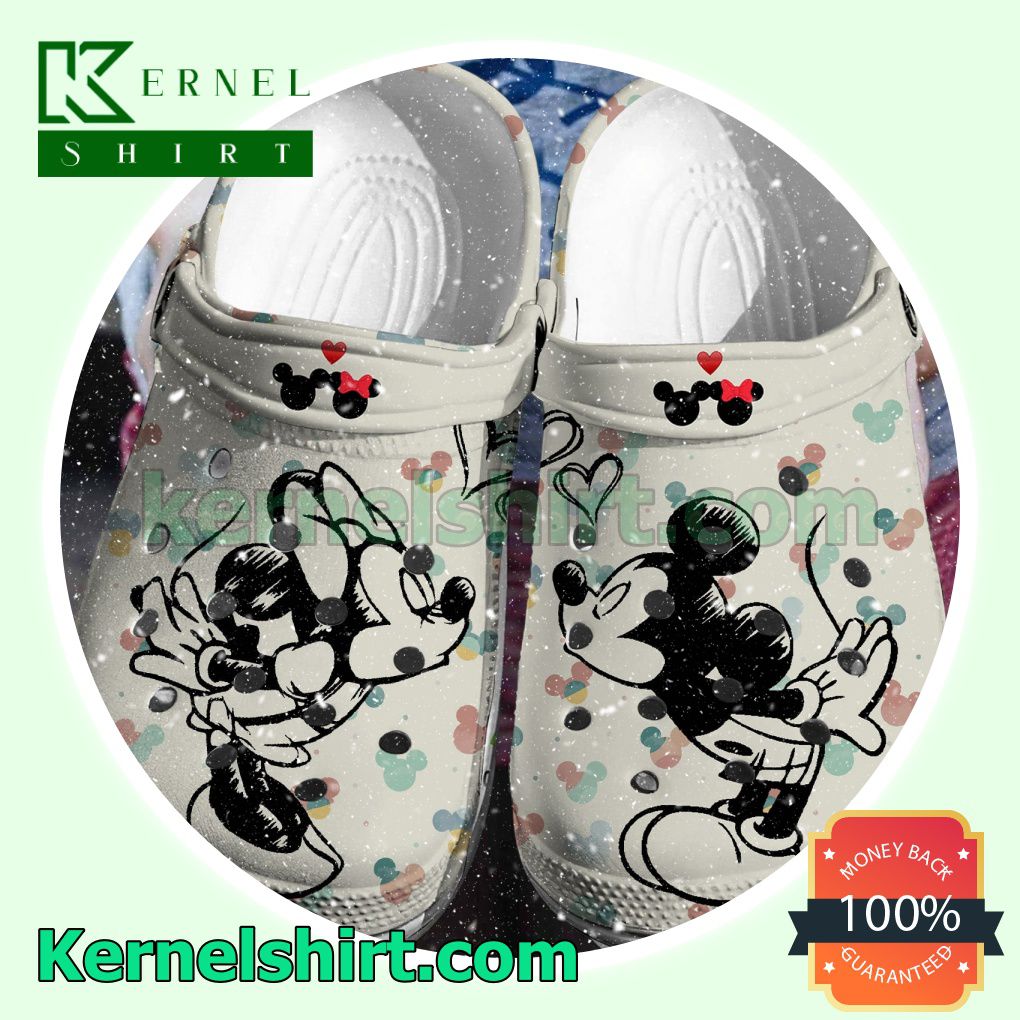 Mickey Mouse And Minnie Mouse Kiss Vintage Clogs Shoes Slippers Sandals