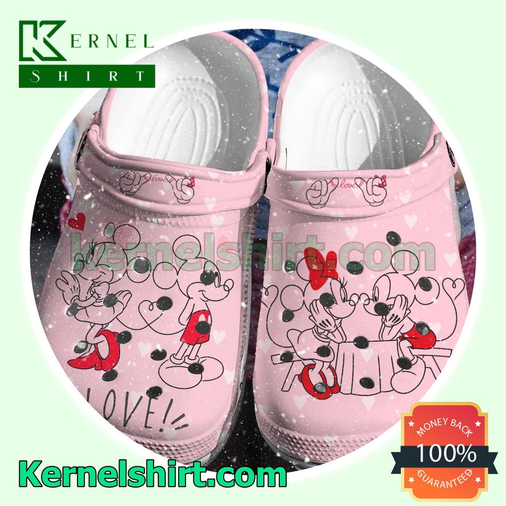 Mickey Mouse And Minnie Mouse Love Pink Clogs Shoes Slippers Sandals