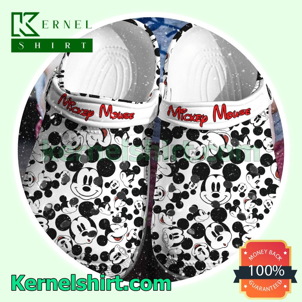 Mickey Mouse Face Style Black White Clogs Shoes Slippers Sandals