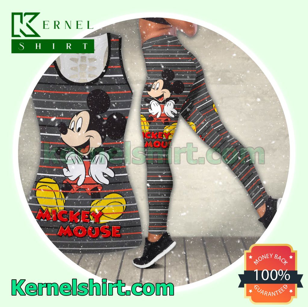 Mickey Mouse Horizontal Line Grey Hooded Sweatshirt Women Legging