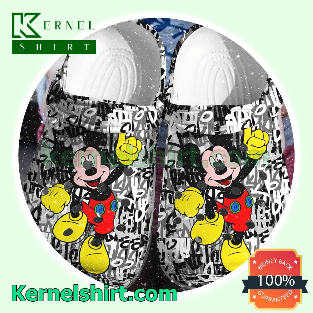 Mickey Mouse Letters Background Clogs Shoes Slippers Sandals