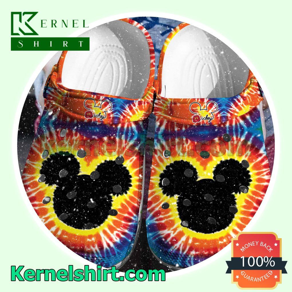 Mickey Mouse Logo Tie Dye Clogs Shoes Slippers Sandals