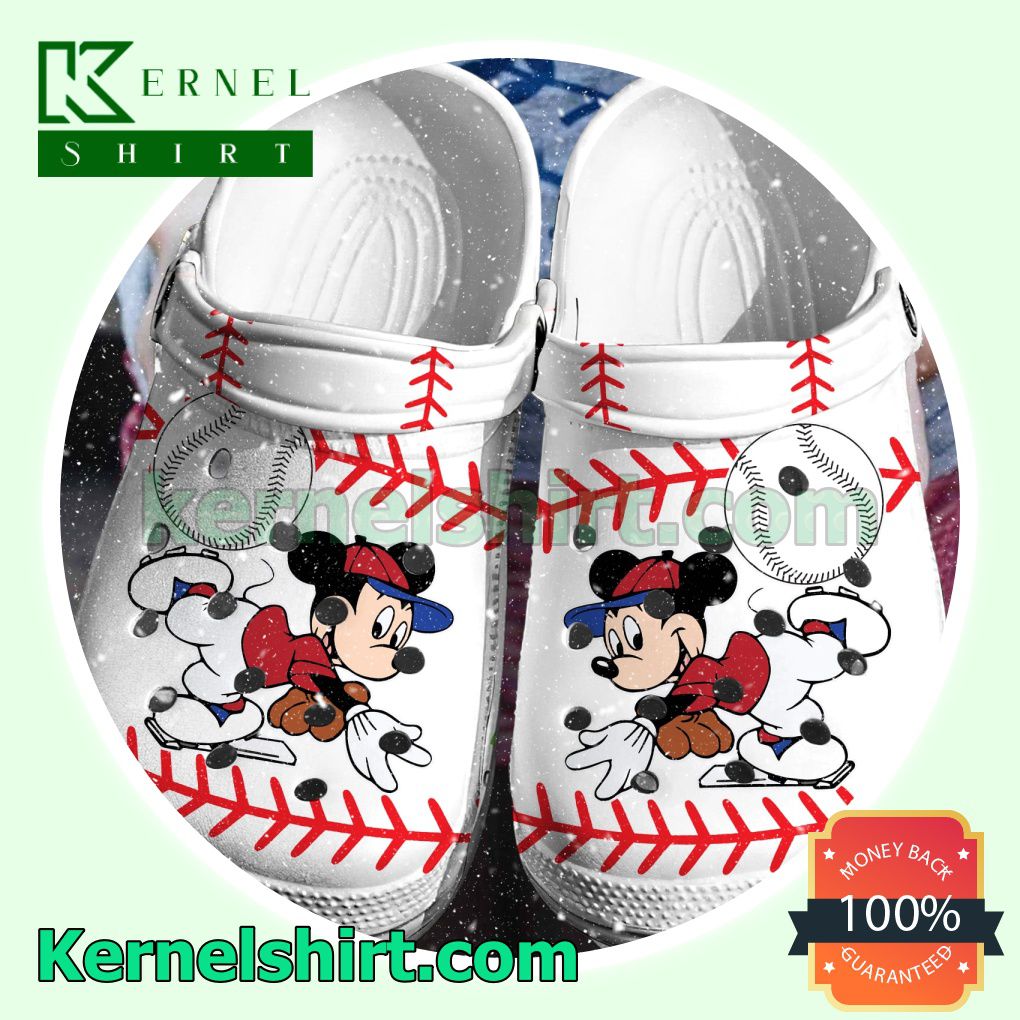 Mickey Mouse Playing Baseball Clogs Shoes Slippers Sandals