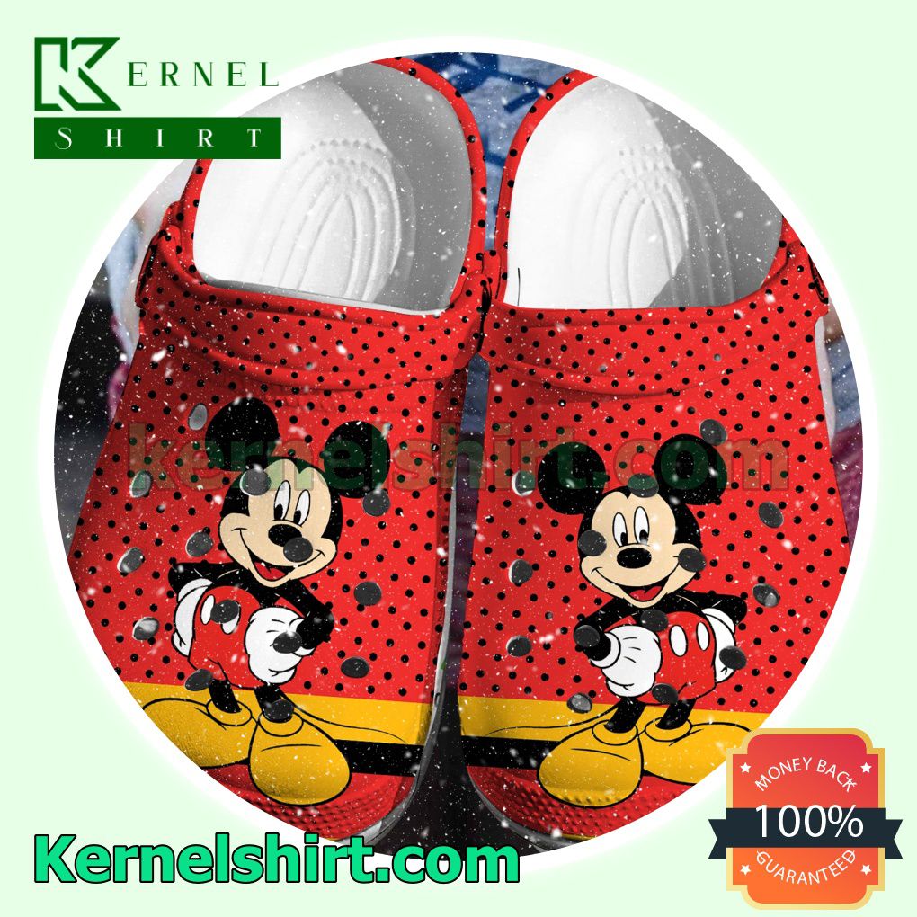 Mickey Mouse Red Polka Dots Clogs Shoes Slippers Sandals