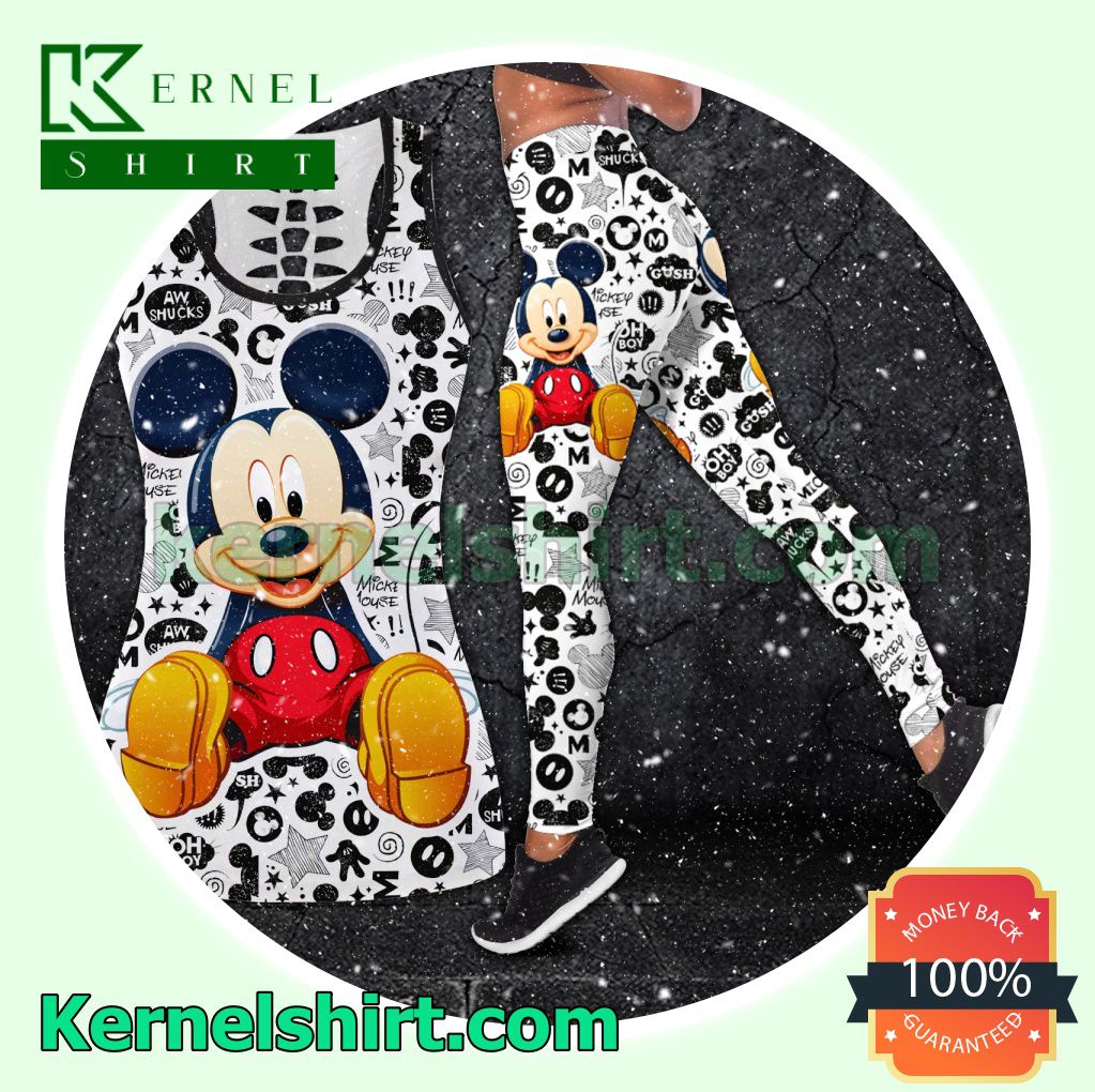 Mickey Mouse Sitting Hooded Sweatshirt Women Legging