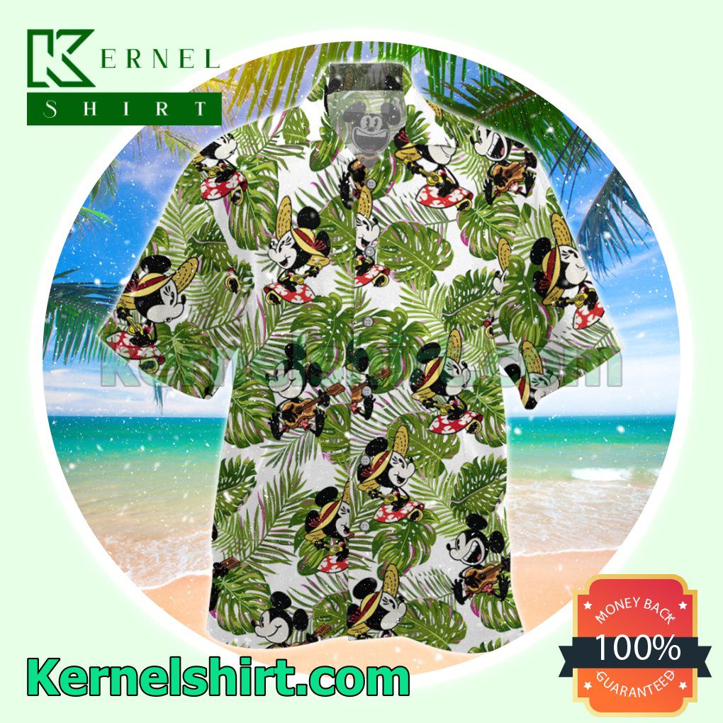 Mickey Mouse Tropical Leaves Summer Short Sleeve Shirt