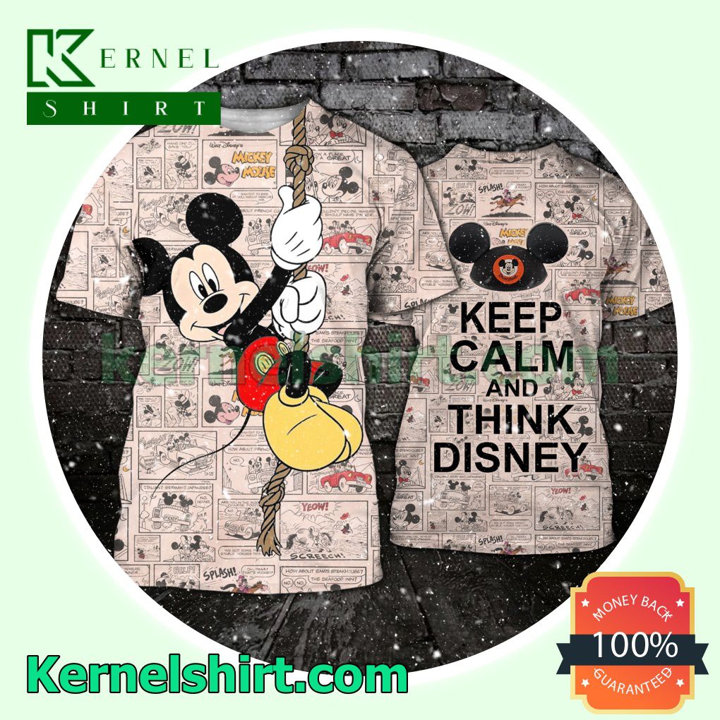 Mickey Swing Keep Calm And Think Disney Hooded Sweatshirt Women Legging a