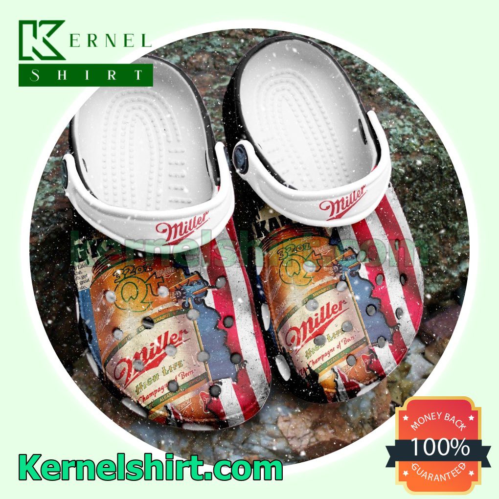 Miller High Life American Flag Clogs Shoes Slippers Sandals