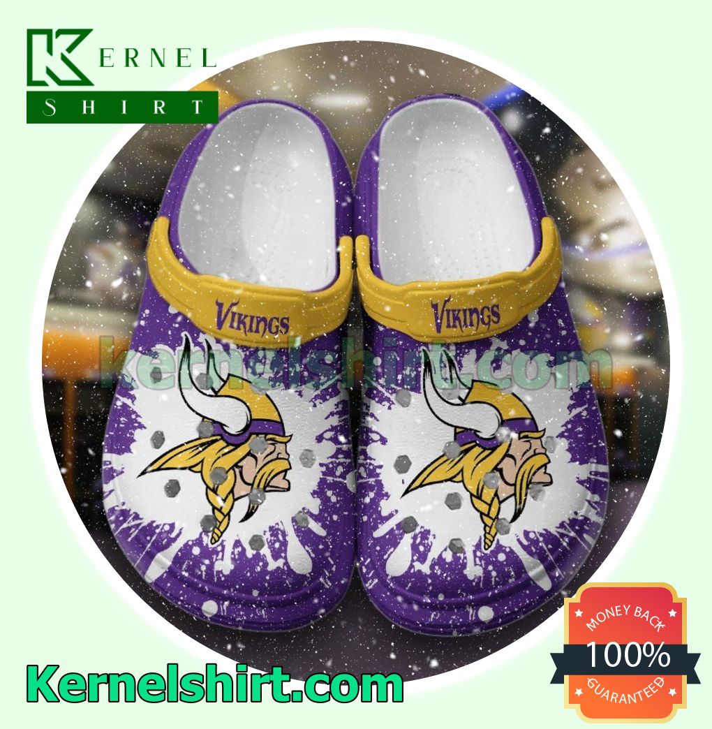 Minnesota Vikings Logo Color Splash Clogs Shoes Slippers Sandals