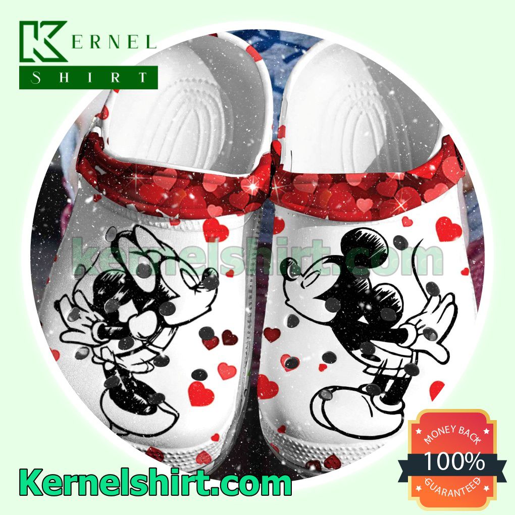 Minnie And Mickey Kiss Red Heart Clogs Shoes Slippers Sandals