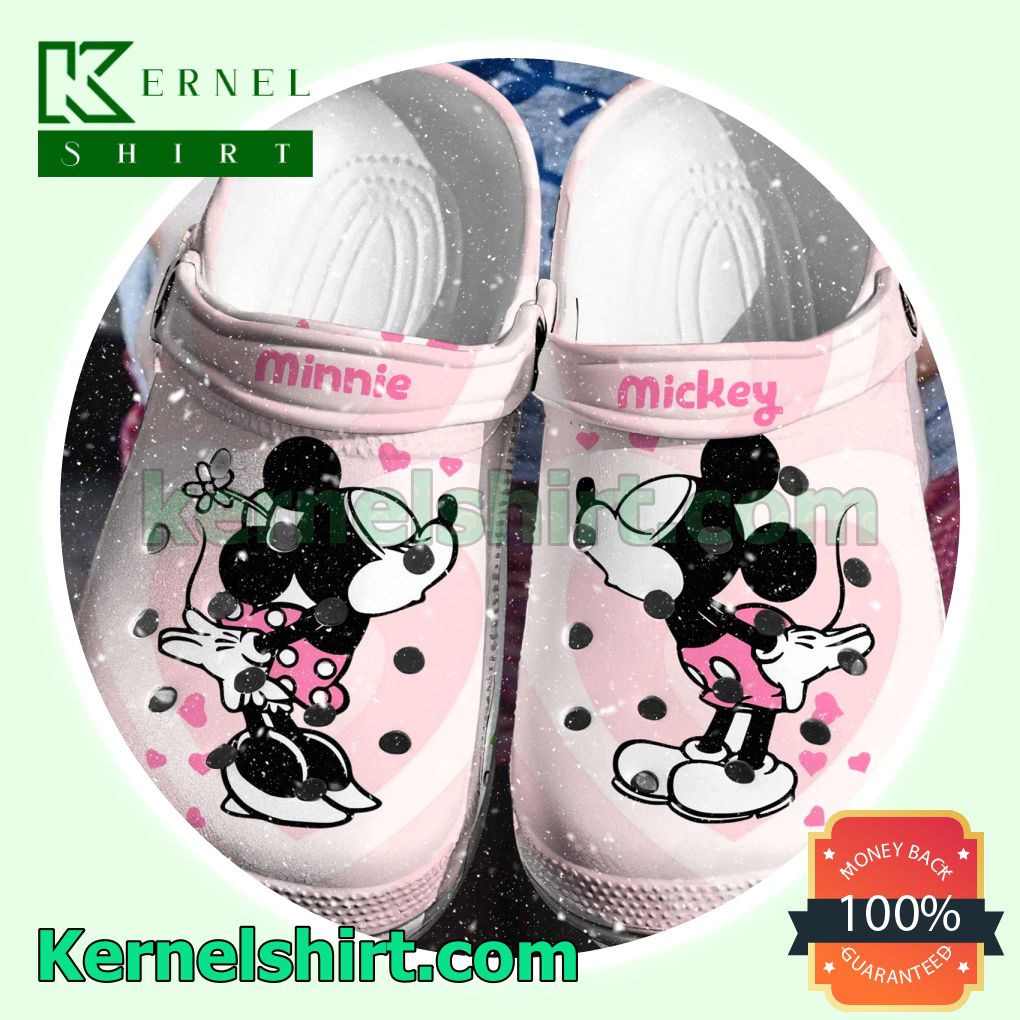 Minnie And Mickey Pink Heart Clogs Shoes Slippers Sandals