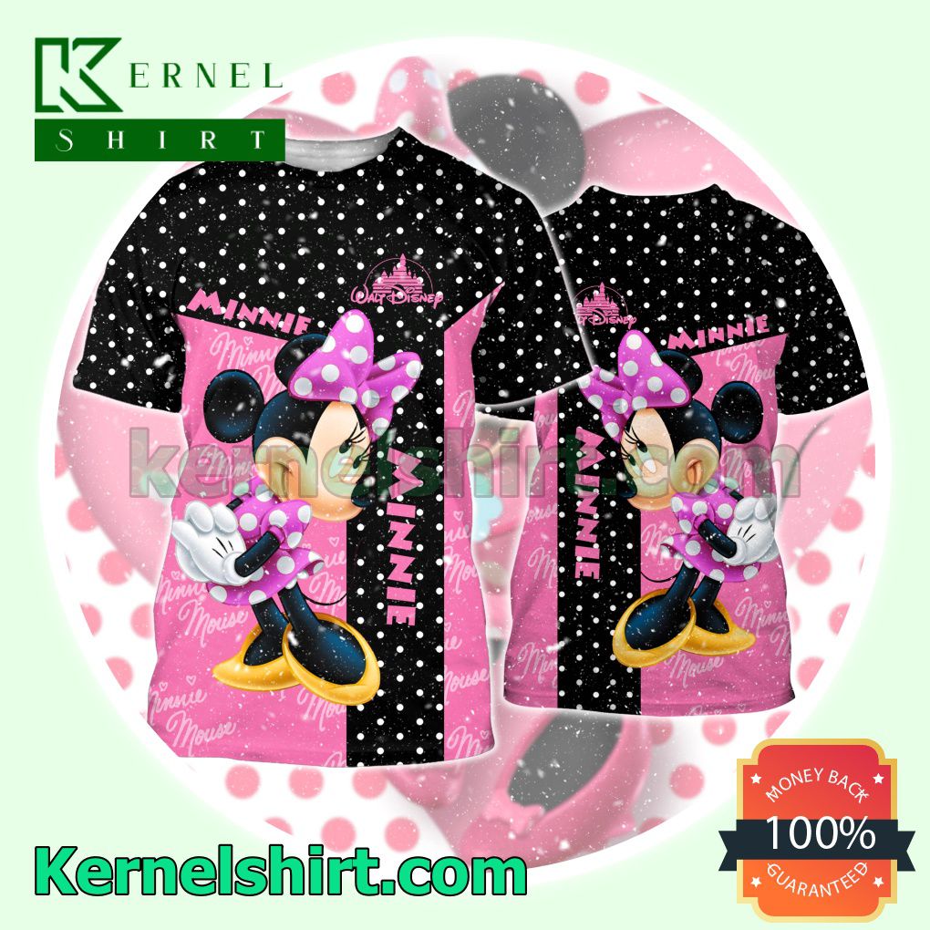 Minnie Mouse Black And Pink Hooded Sweatshirt Women Legging a