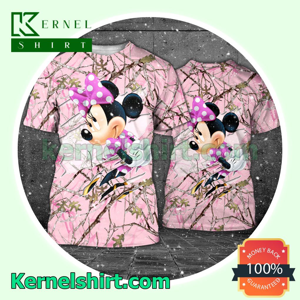 Minnie Mouse Pink Forest Camo Hooded Sweatshirt Women Legging a