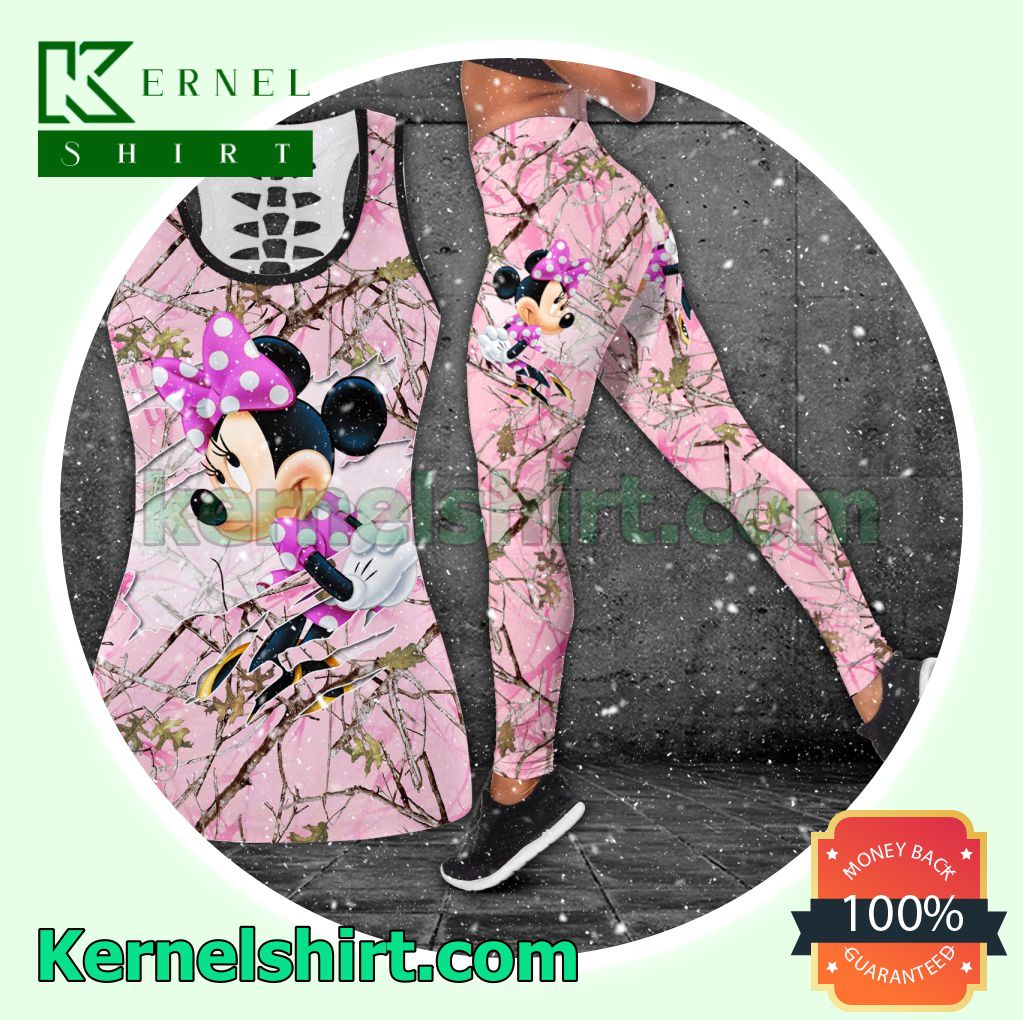 Minnie Mouse Pink Forest Camo Hooded Sweatshirt Women Legging