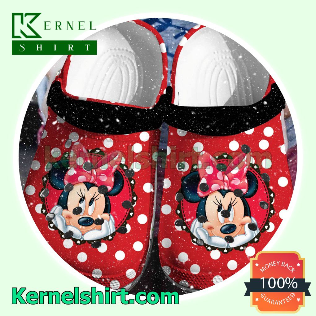 Minnie Mouse Polka Dots Red Clogs Shoes Slippers Sandals