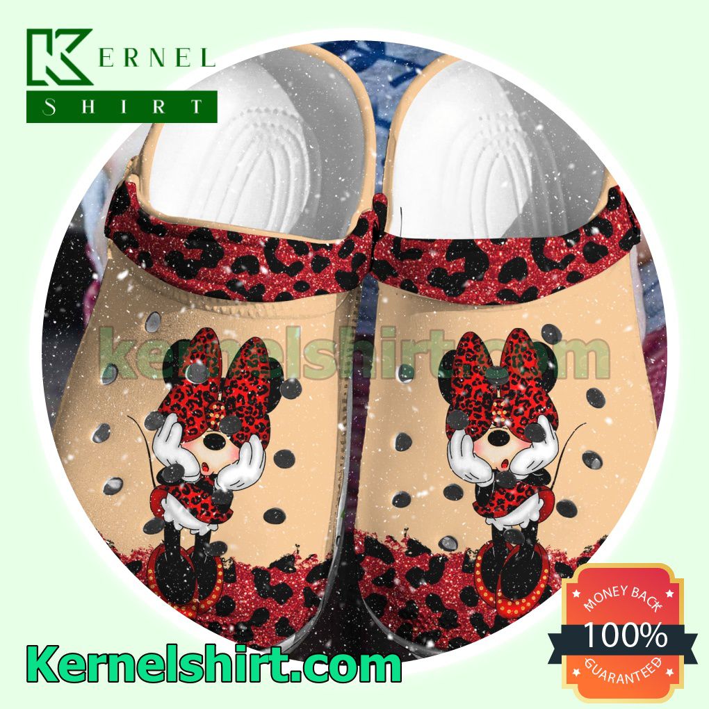 Minnie Mouse Red Leopard Spots Clogs Shoes Slippers Sandals