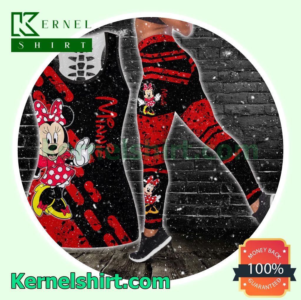 Minnie Red And Black Hooded Sweatshirt Women Legging