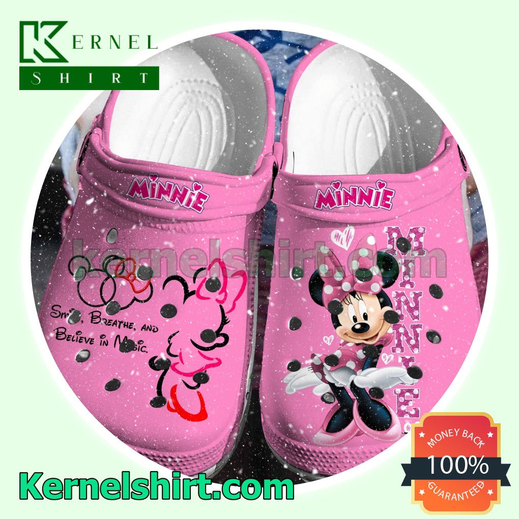 Minnie Smile Breathe And Believe In Music Clogs Shoes Slippers Sandals