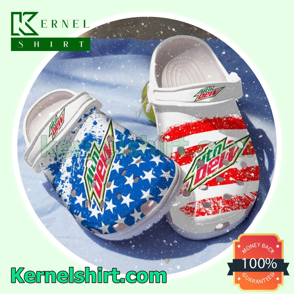 Mountain Dew American Flag Clogs Shoes Slippers Sandals