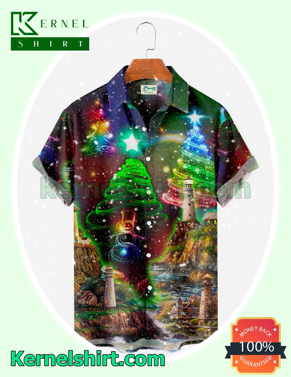 Multicolor Twinkle Christmas Tree Xmas Short Sleeve Shirts